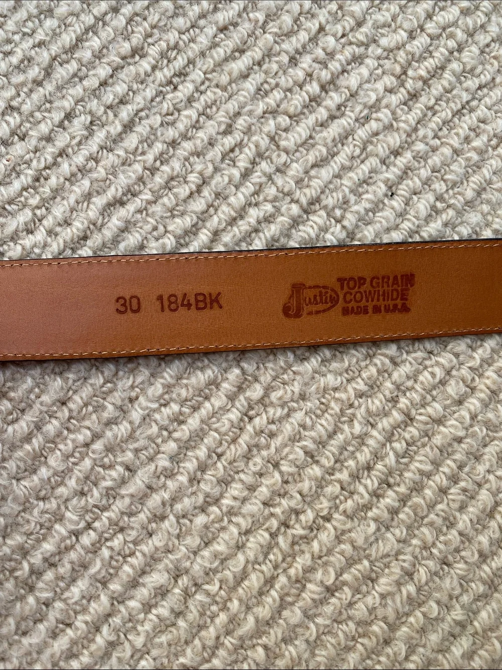 Genuine Top Grain Cowhide Justin Leather Belt